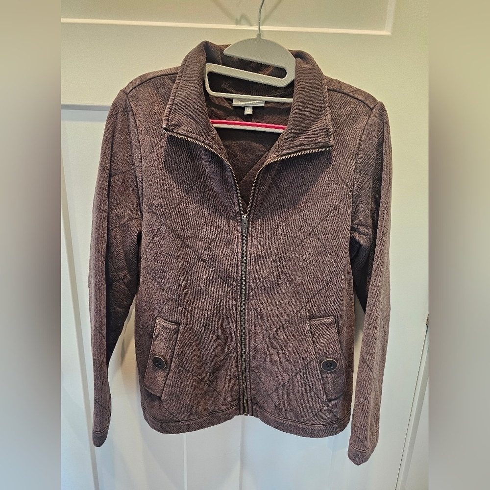 Habitat Clothes to Live In Quilted Cotton Zip Jacket Women’s XS Brown Casual Tra